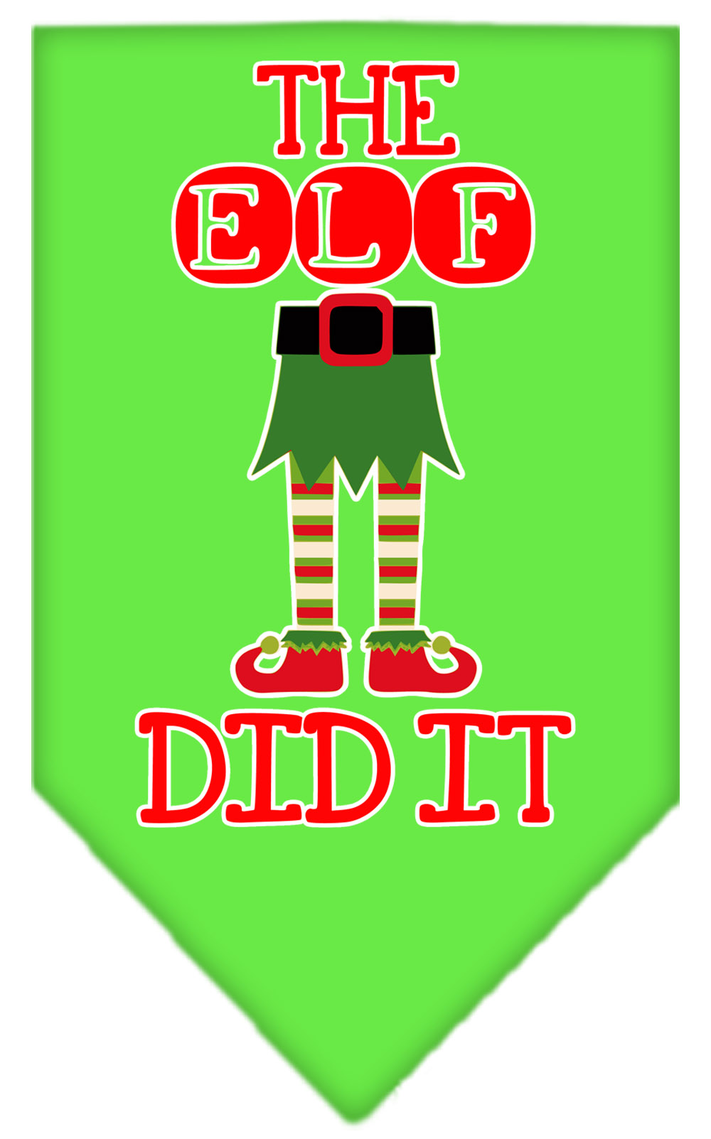 The Elf Did It Screen Print Bandana Lime Green Small